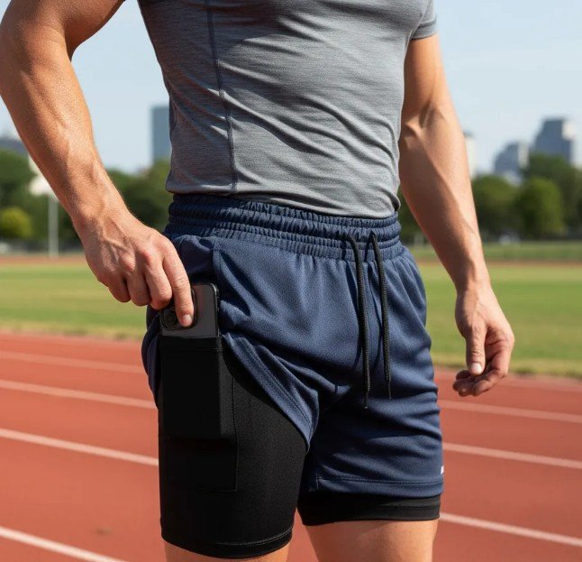 Bermuda 2 Em 1 Short Duplo Com 2 Bolso Laterais E 1 Interno